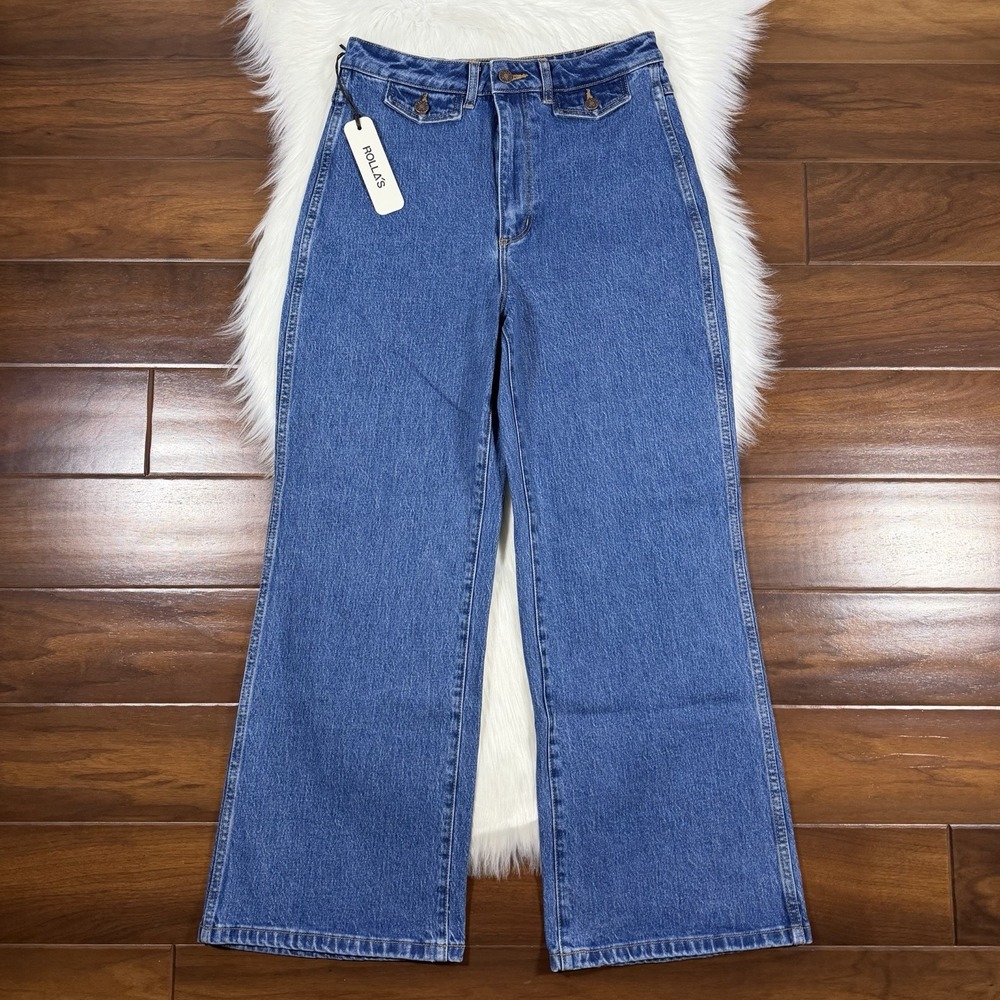 Rolla's Women's Size‎ 29 Mid Blue High Rise Wide Leg Sailor Denim Jeans